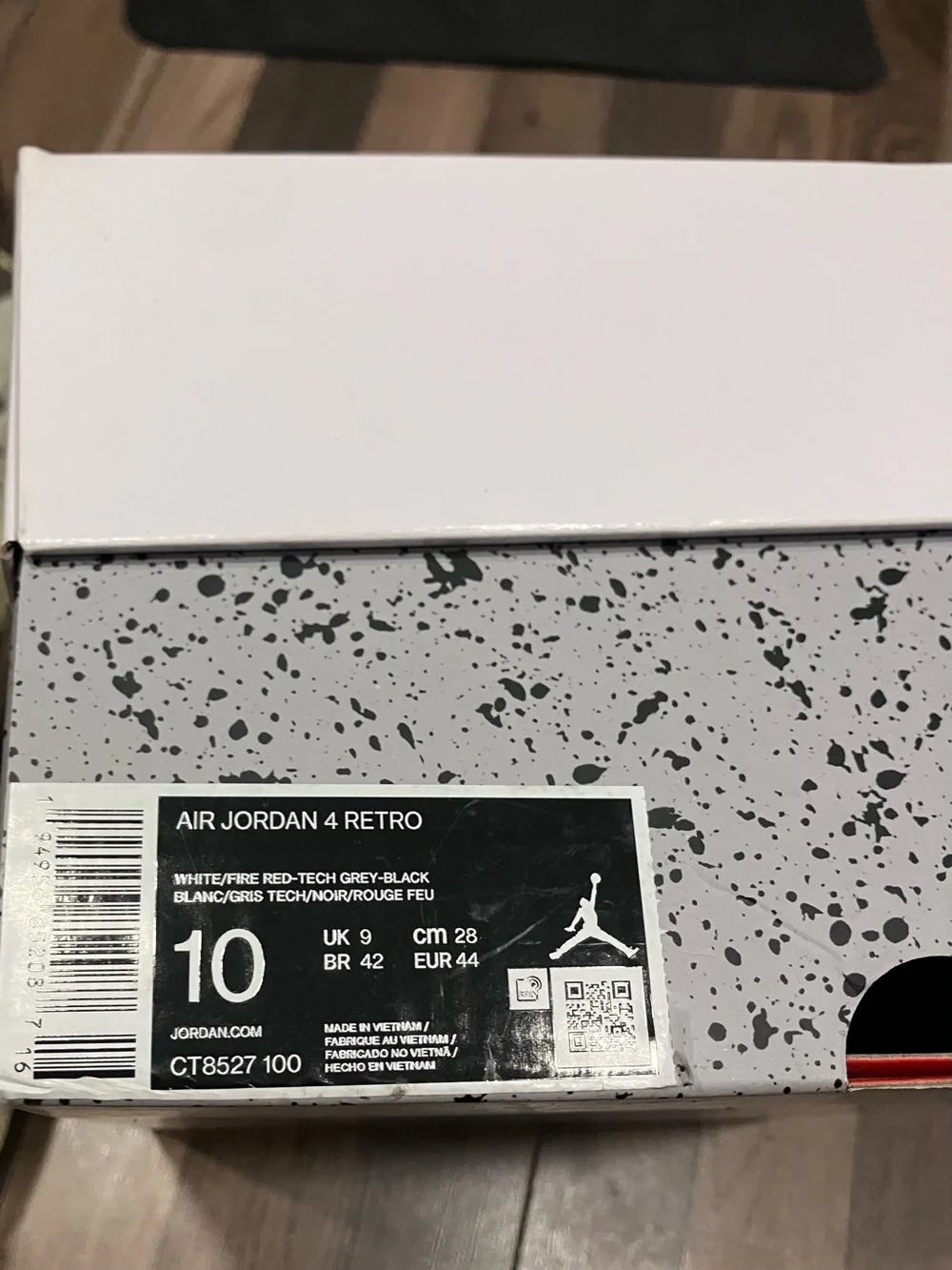 Jordan Air Jordan 4 Retro Fire Red White/Red/Black Sneakers - Size 10